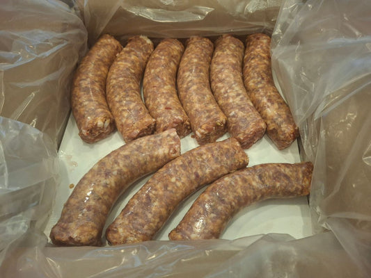 Italian Sausage Greco "Hot" 5lb Box. aprox 18 pieces